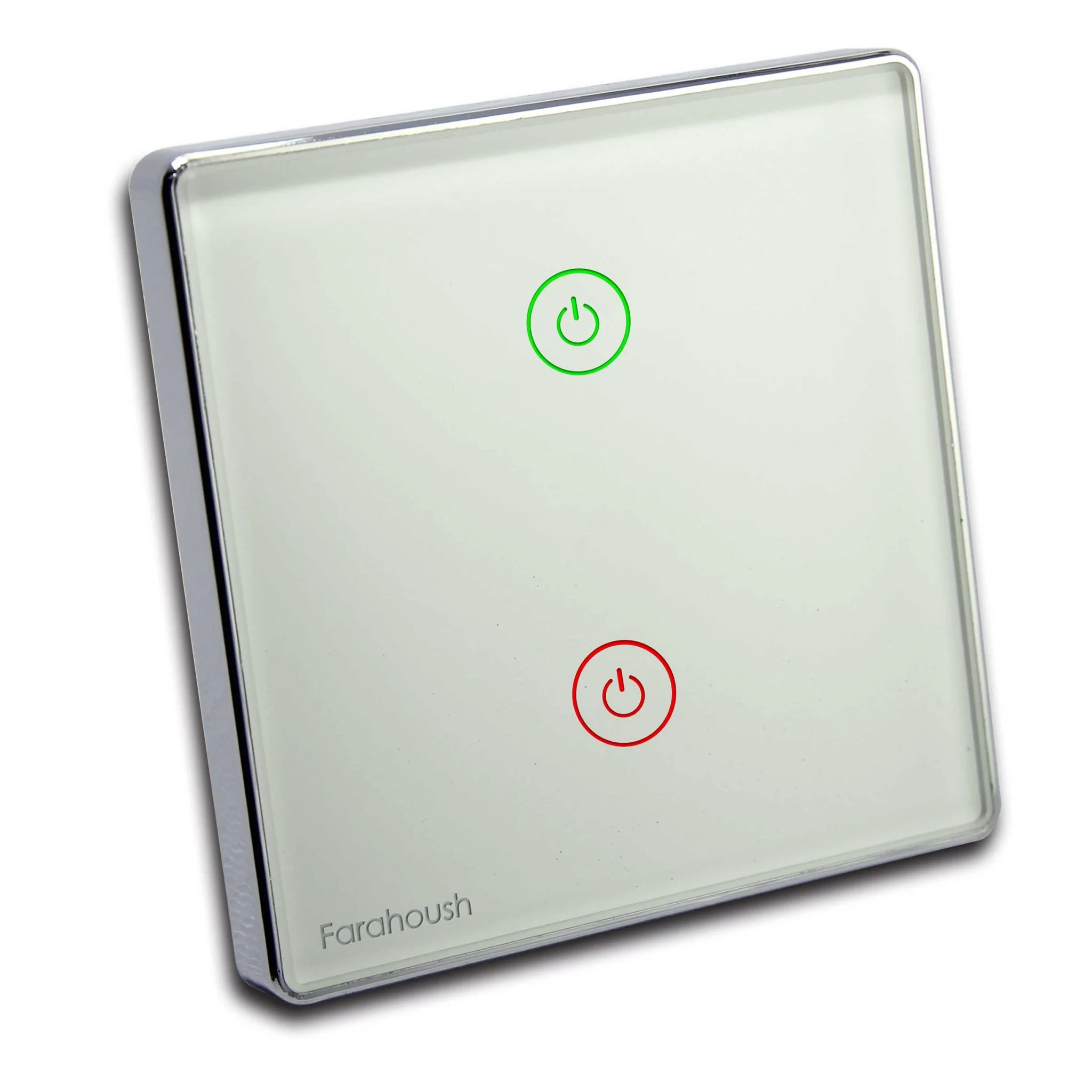 کلید دو پل فراهوش رنگ سفید با قاب نقره ای